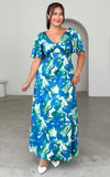 Bianco Maxi Dress - Blue Green Print
