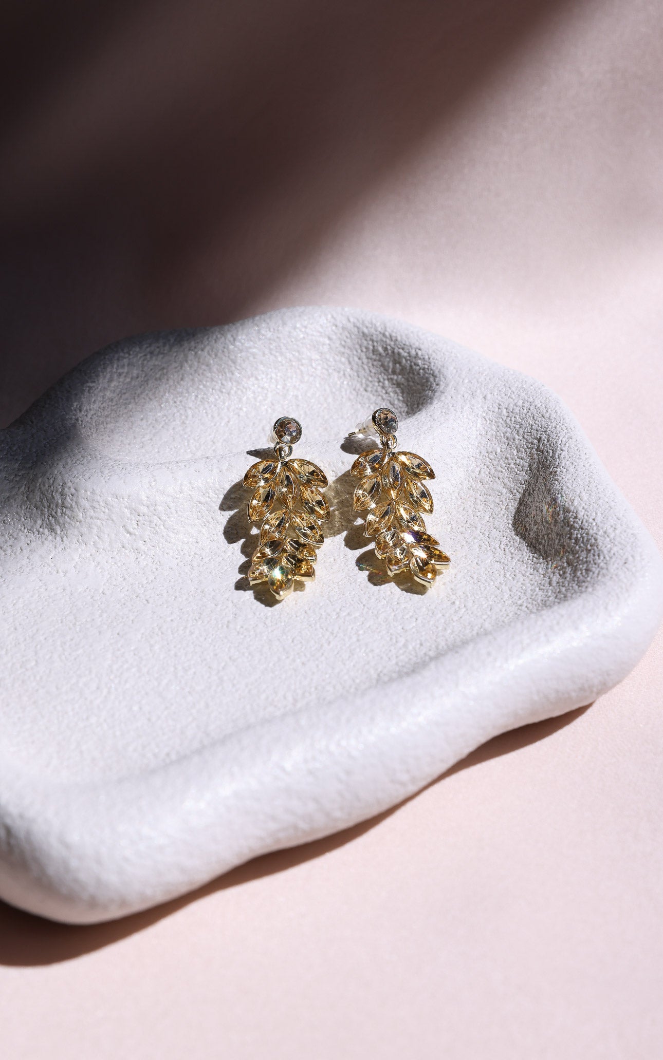 Bijoux Drop Stud Earrings - Gold Champagne Chandelier