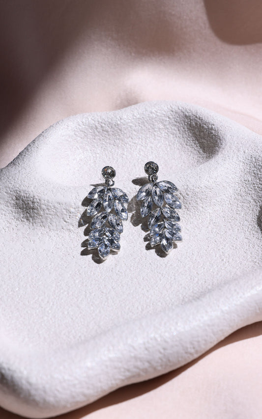 Bijoux Drop Stud Earrings - Silver Clear Chandelier