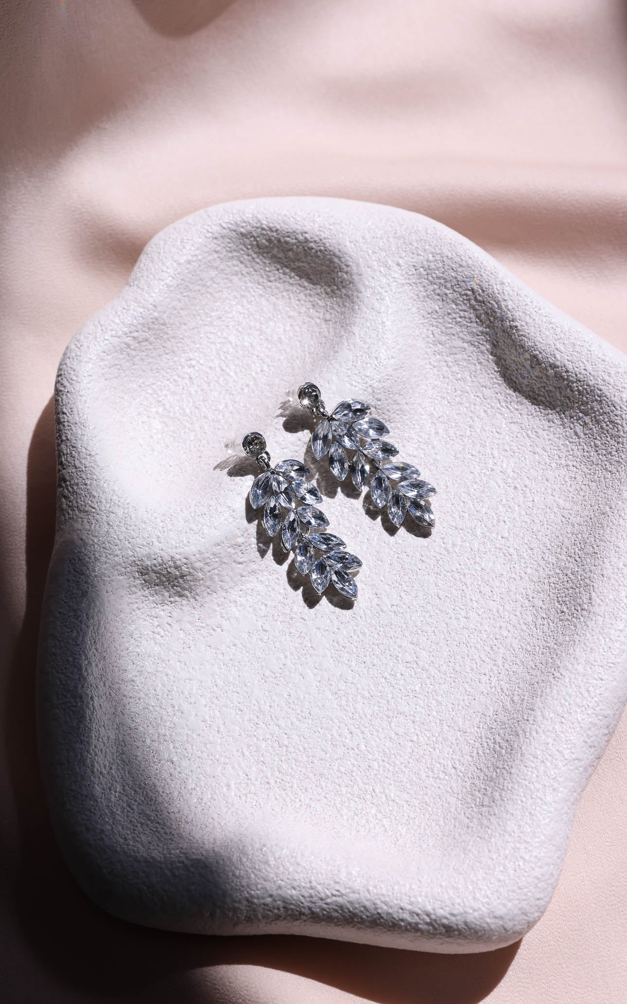 Bijoux Drop Stud Earrings - Silver Clear Chandelier