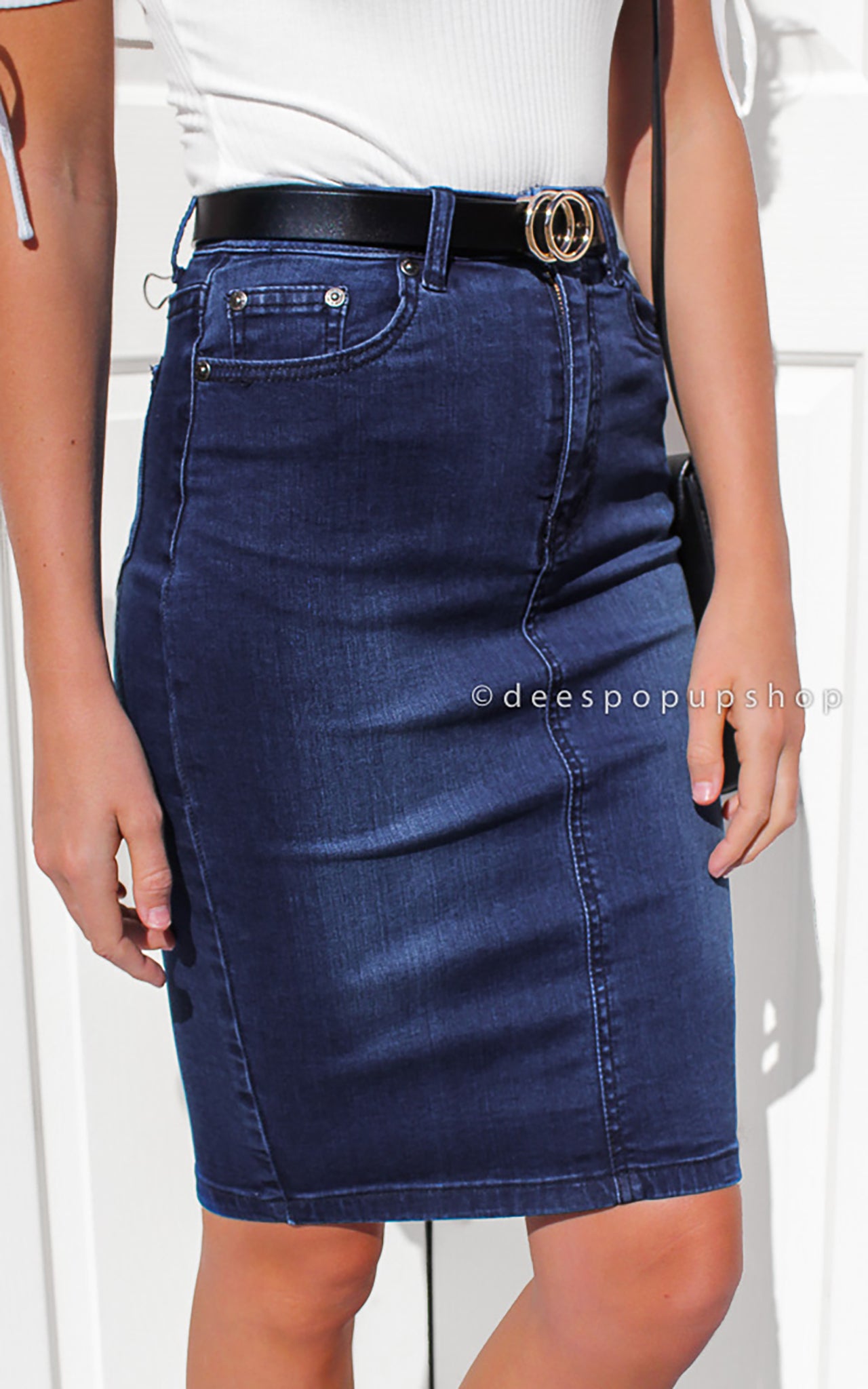 Birdie Denim Skirt - Dark Blue