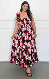Blaire Maxi Dress - Black Pink Red Floral