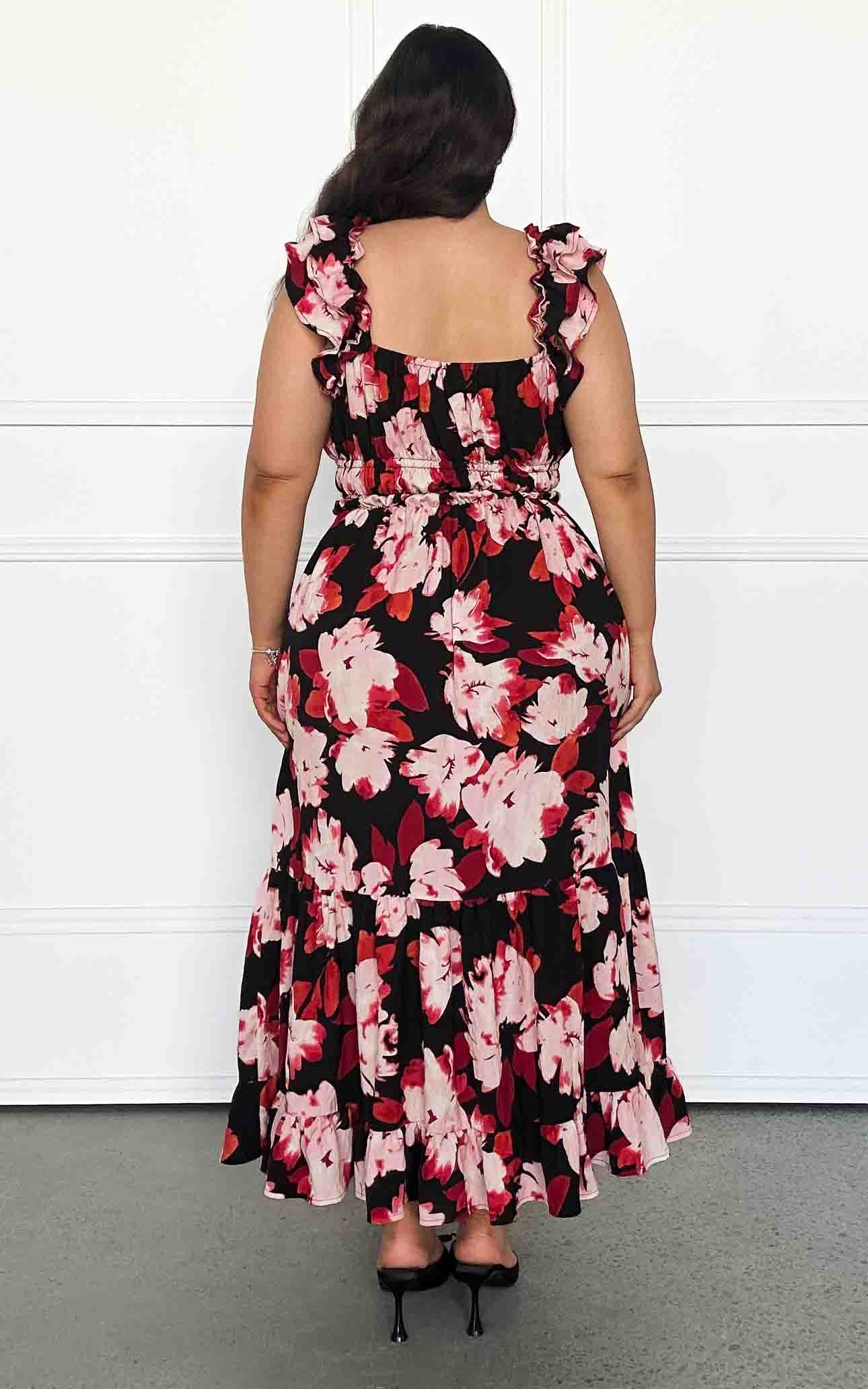 Blaire Maxi Dress - Black Pink Red Floral