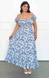Blaire Maxi Dress - Cream Blue Floral