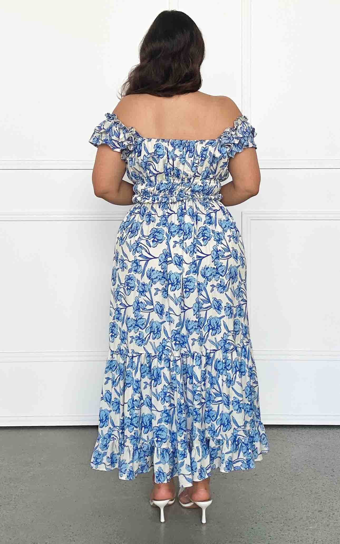Blaire Maxi Dress - Cream Blue Floral