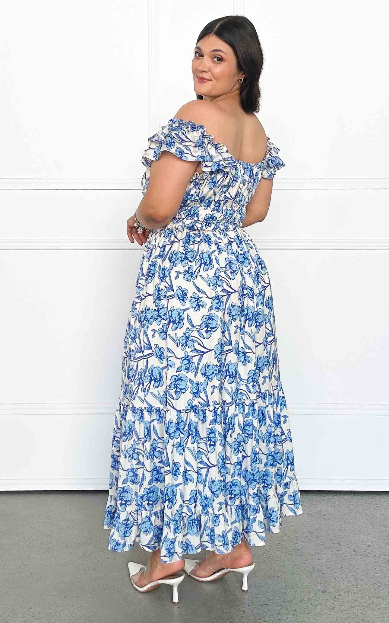 Blaire Maxi Dress - Cream Blue Floral