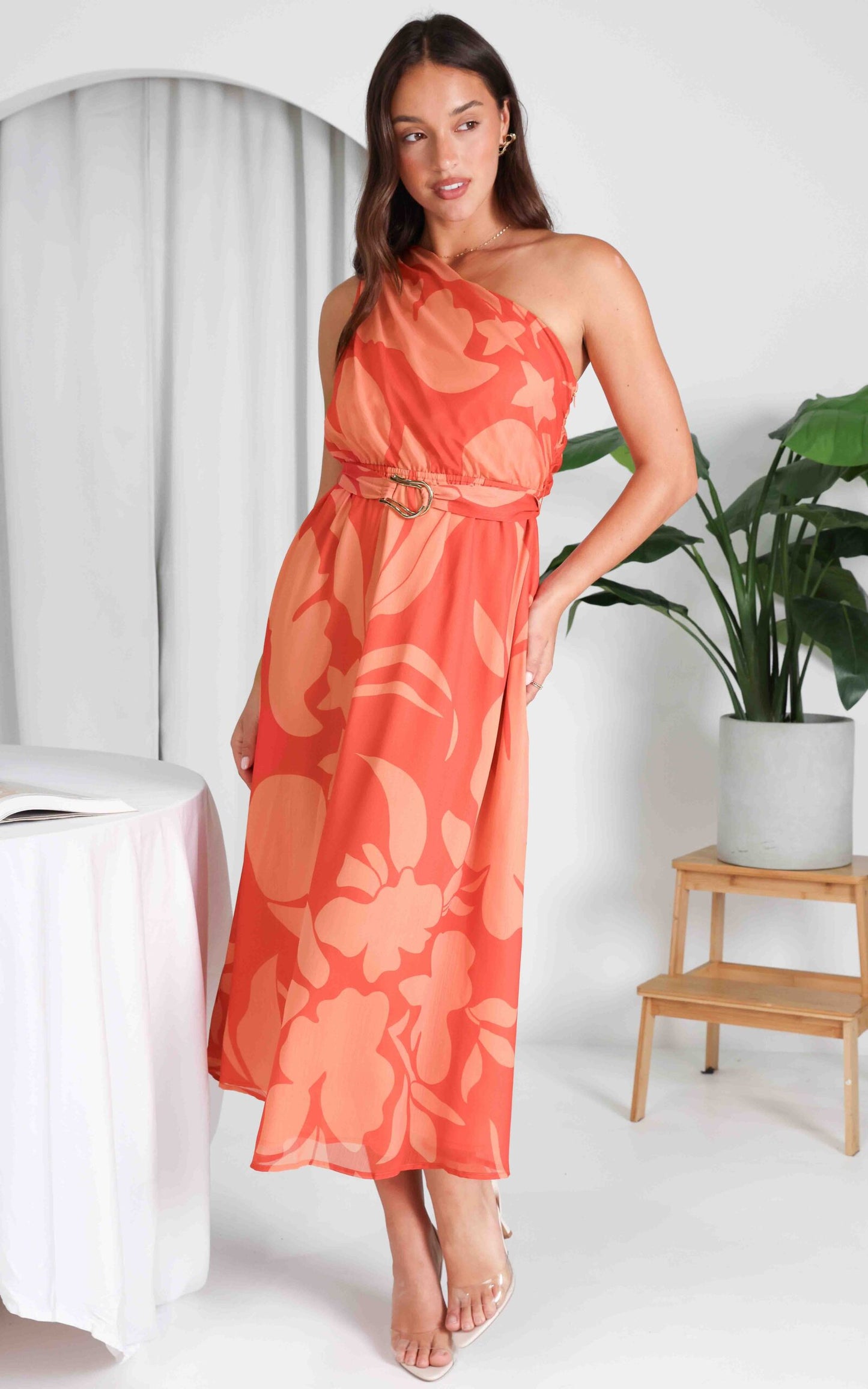 Bourke Maxi Dress - Coral Orange Floral