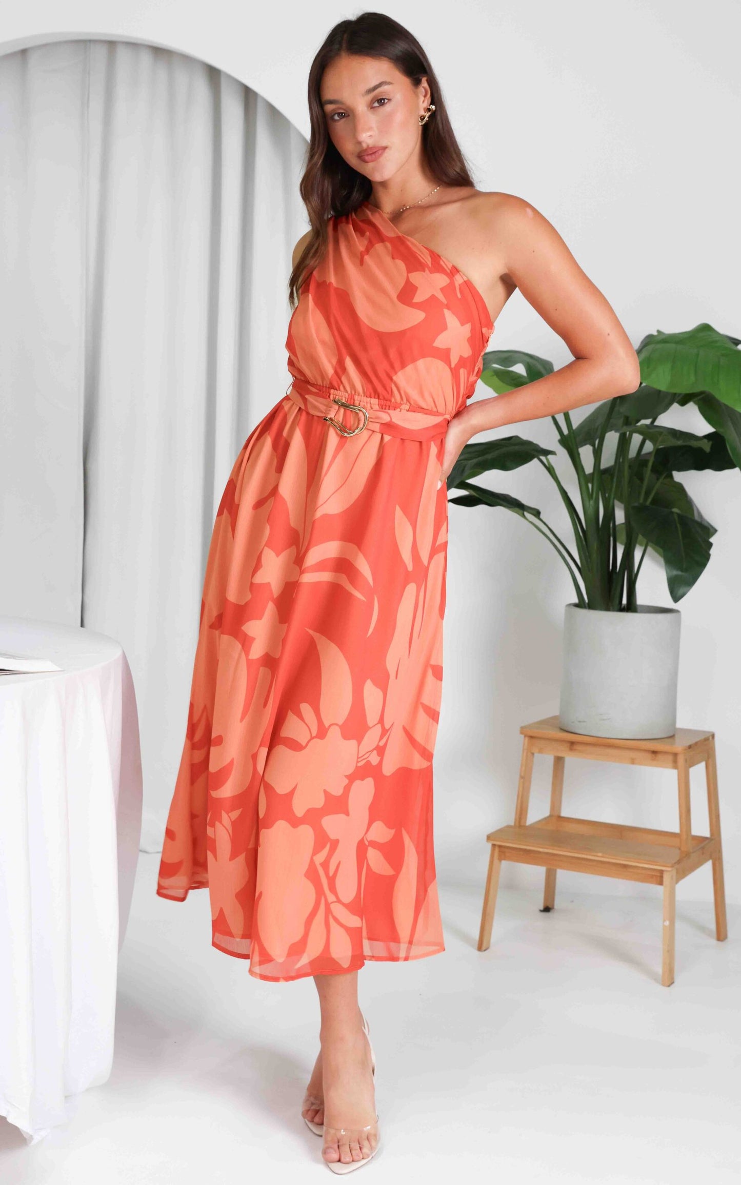 Bourke Maxi Dress - Coral Orange Floral