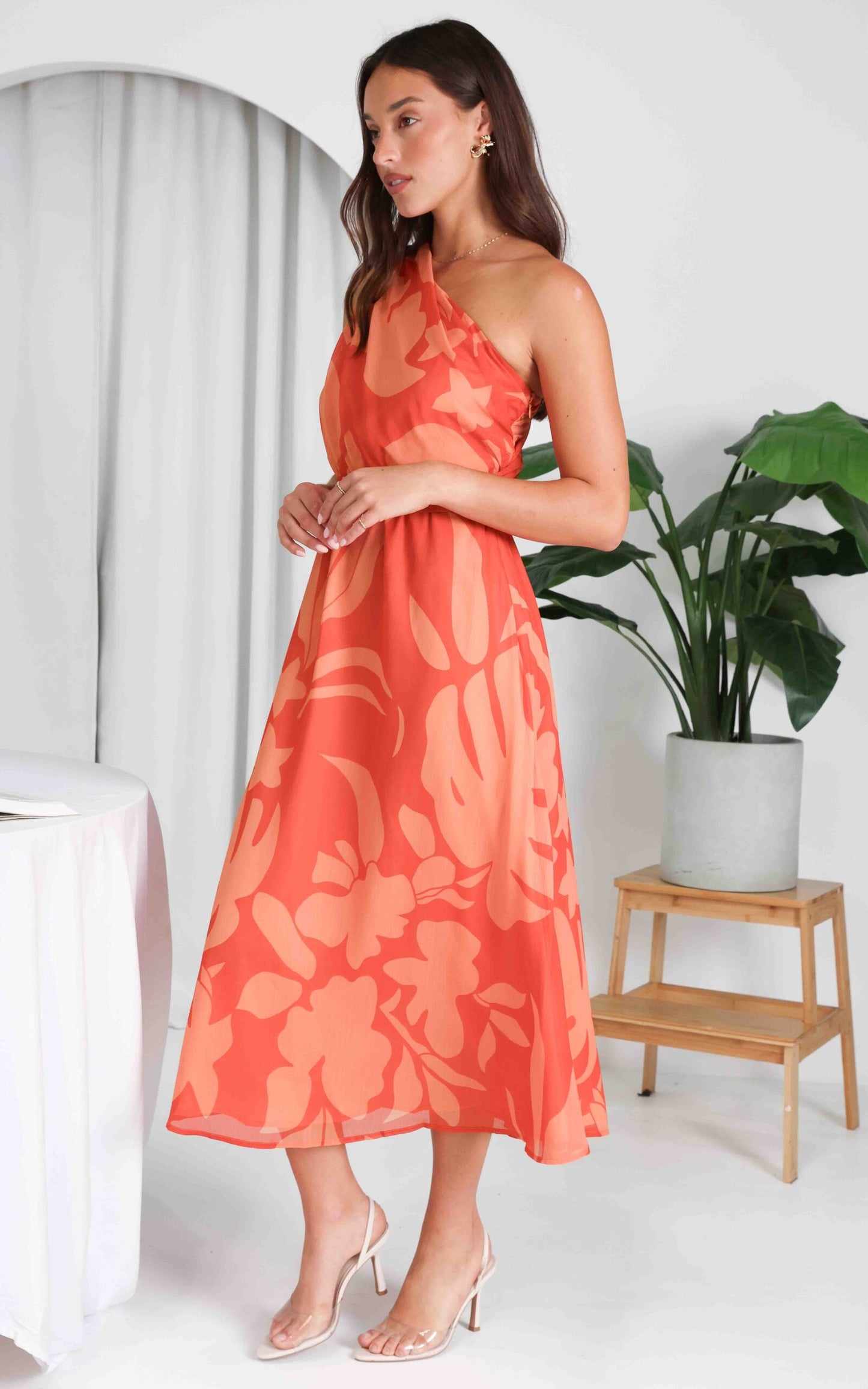 Bourke Maxi Dress - Coral Orange Floral