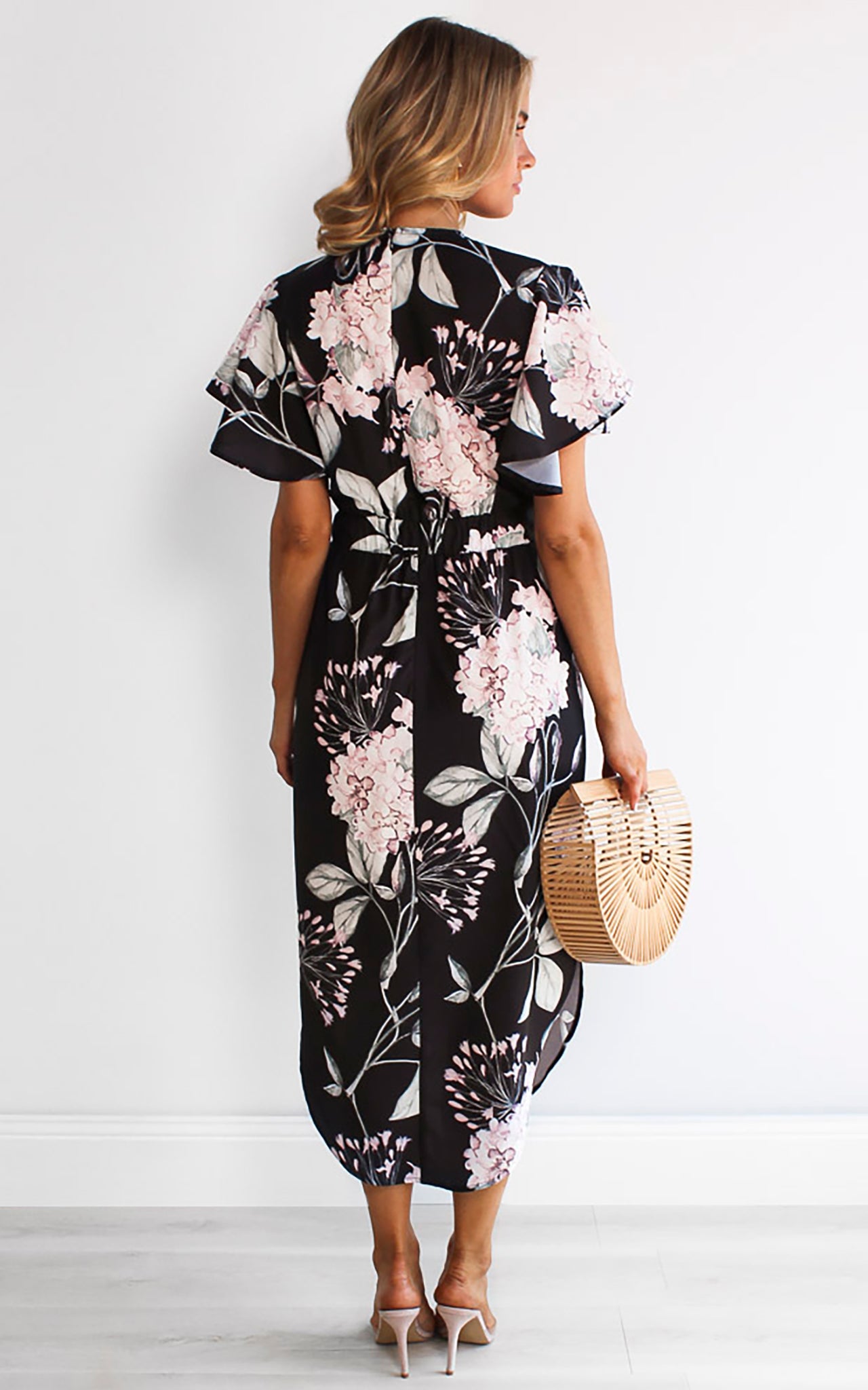 Brandy Midi Dress - Black Floral