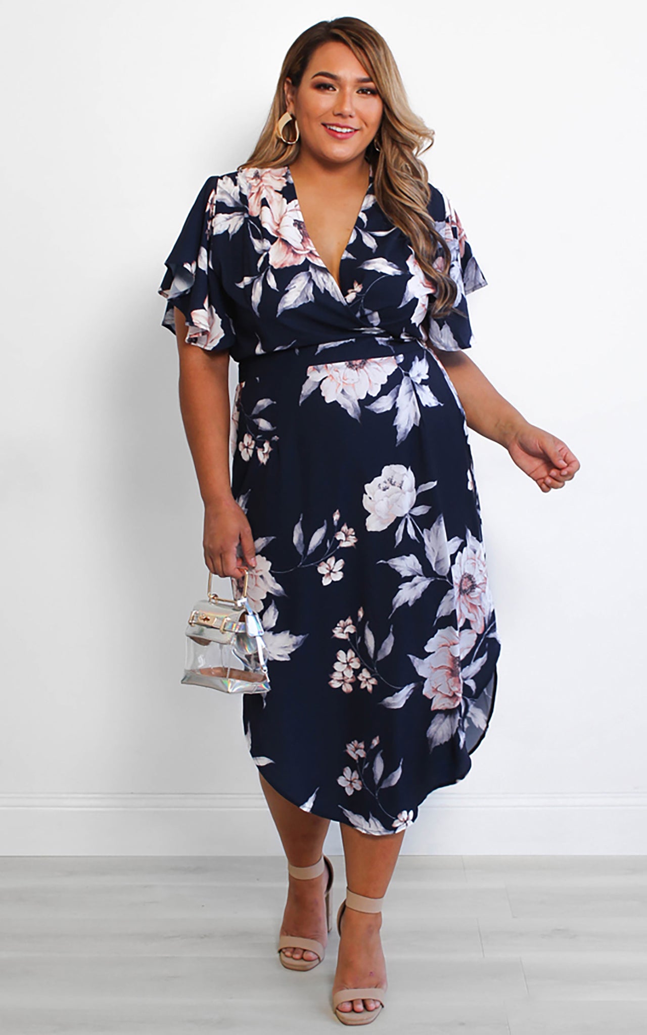Brandy Midi Dress - Navy Floral