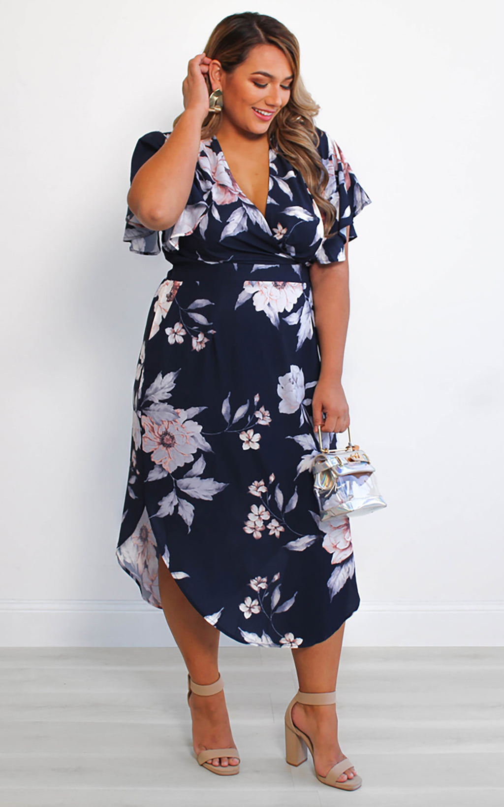 Brandy Midi Dress - Navy Floral