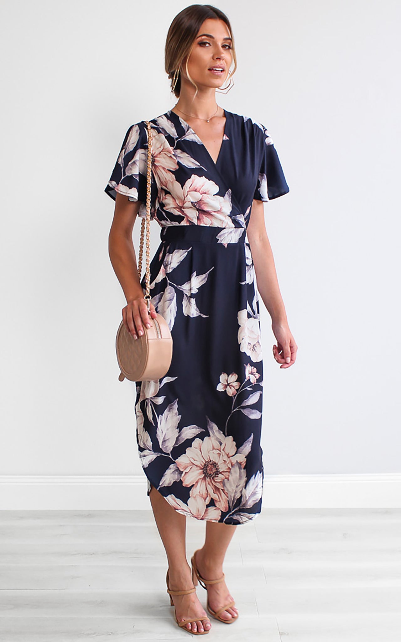 Brandy Midi Dress - Navy Floral