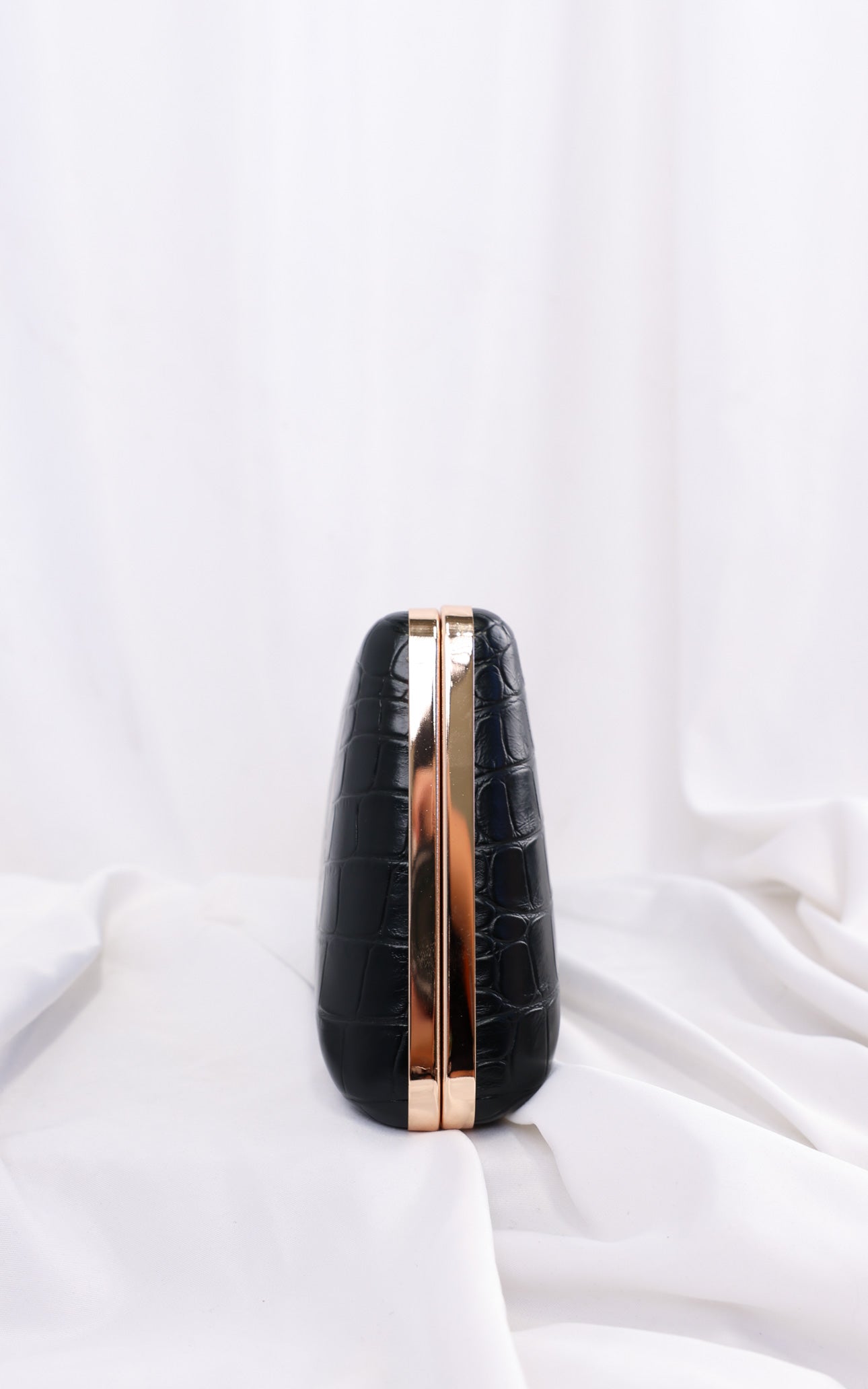 Braxton Clutch Bag - Black Croc Texture