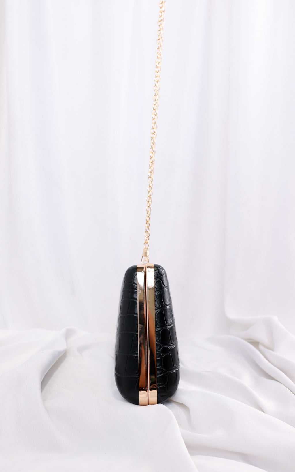 Braxton Clutch Bag - Black Croc Texture