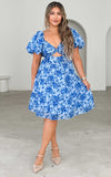 Bretta Mini Dress - Daisy Blue Floral