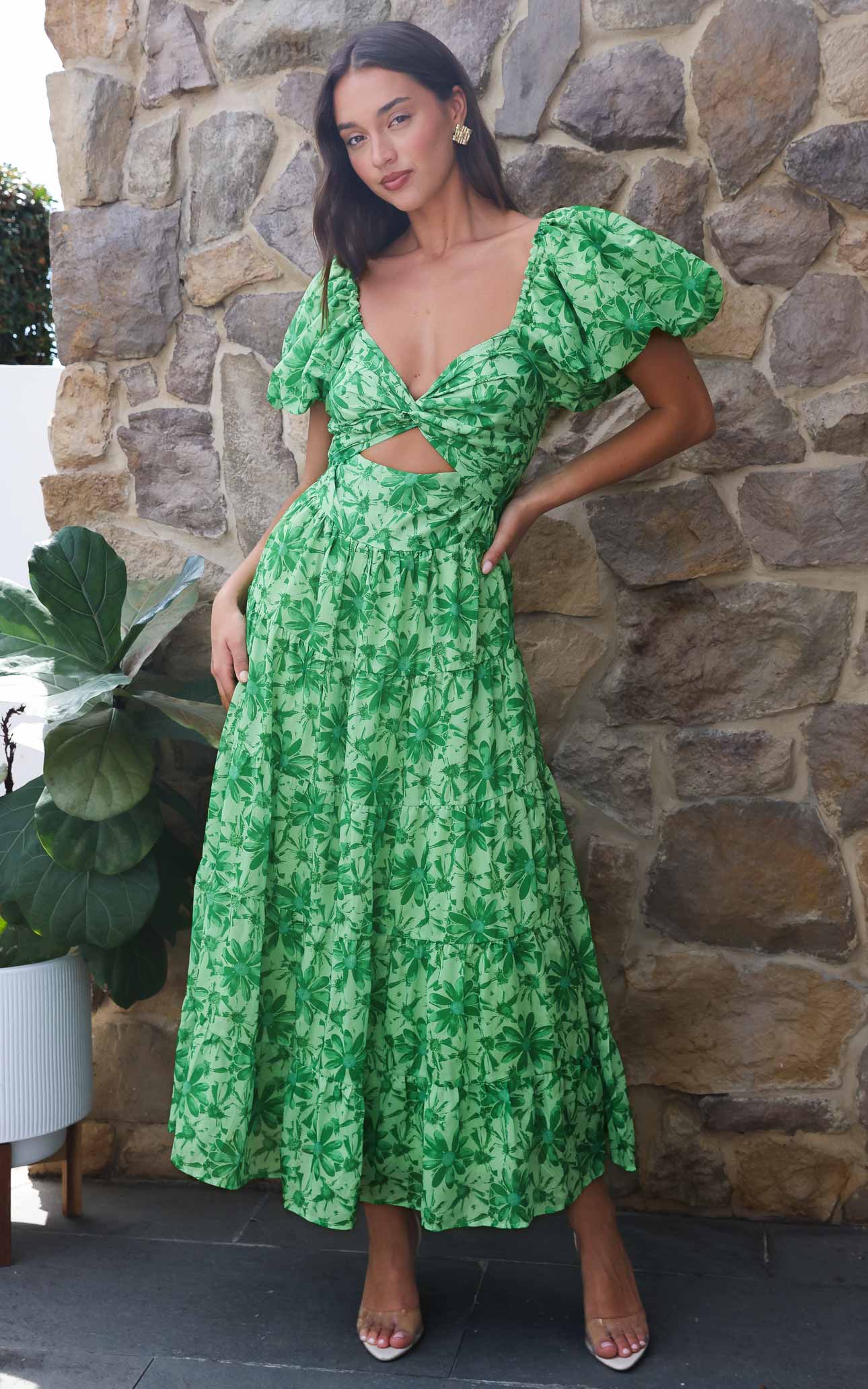 (Preorder) Bretta Maxi Dress - Daisy Green Floral