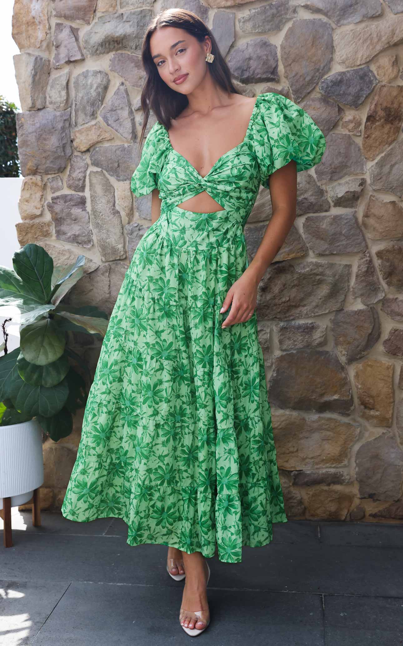 (Preorder) Bretta Maxi Dress - Daisy Green Floral