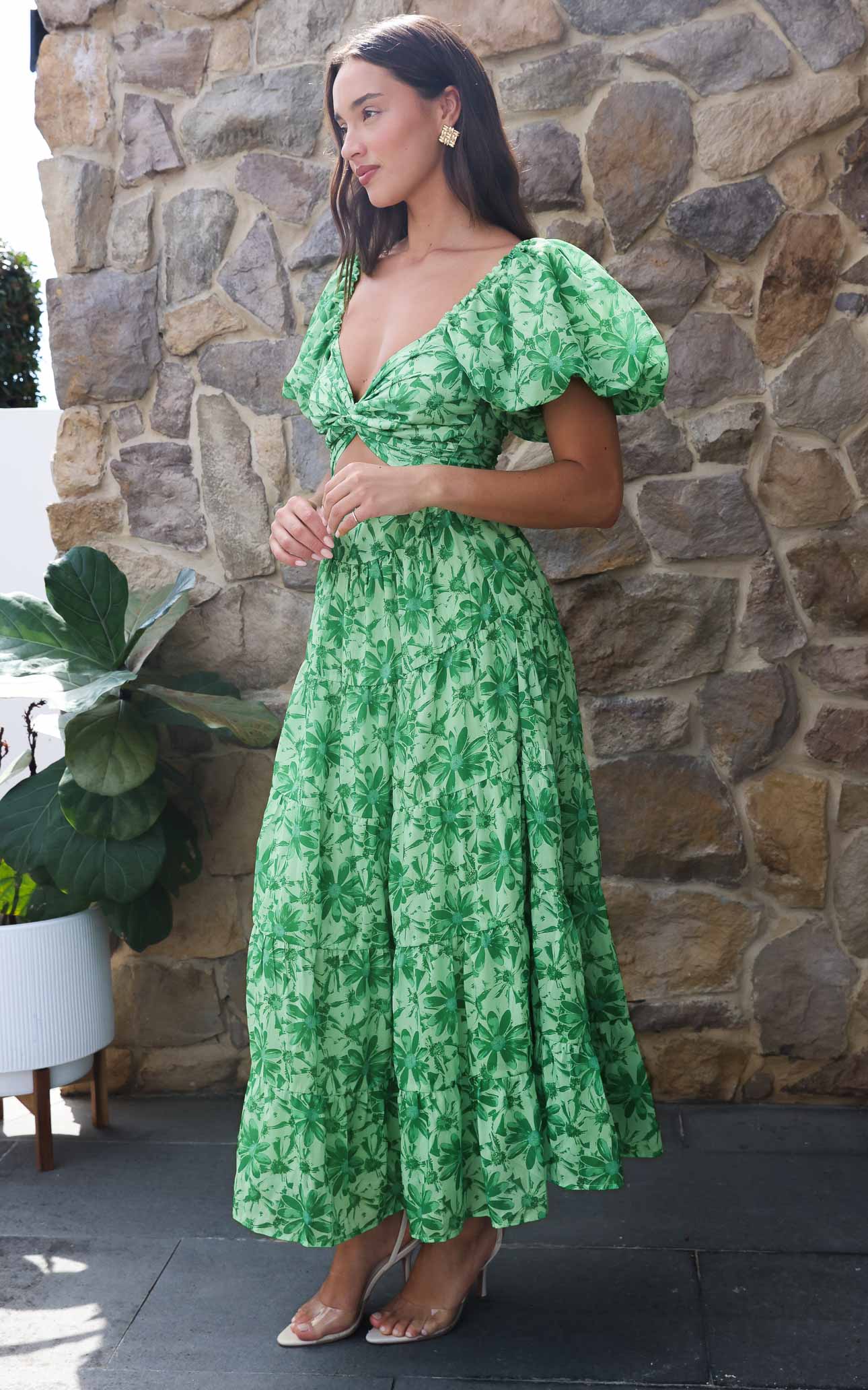 (Preorder) Bretta Maxi Dress - Daisy Green Floral