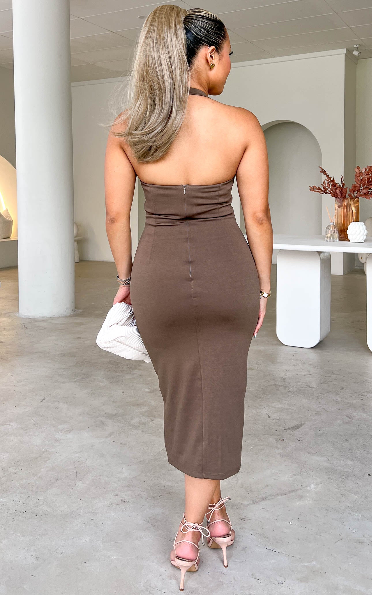 Bridgette Dress - Taupe Brown