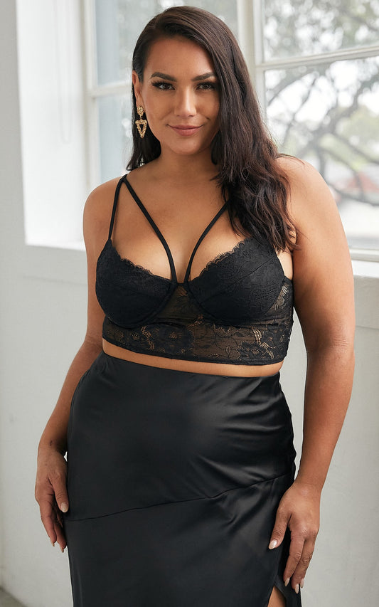 Bridie Lace Bralette Top - Black