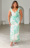 Brighton Maxi Dress - White Mint Floral