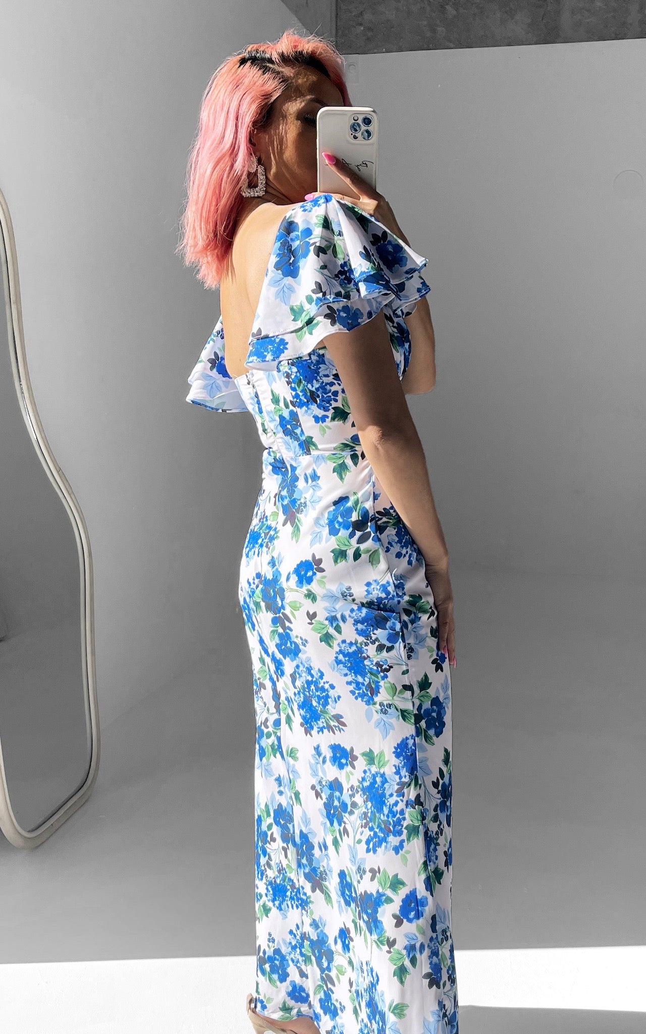 Brooklyn Maxi Dress - White Blue Floral