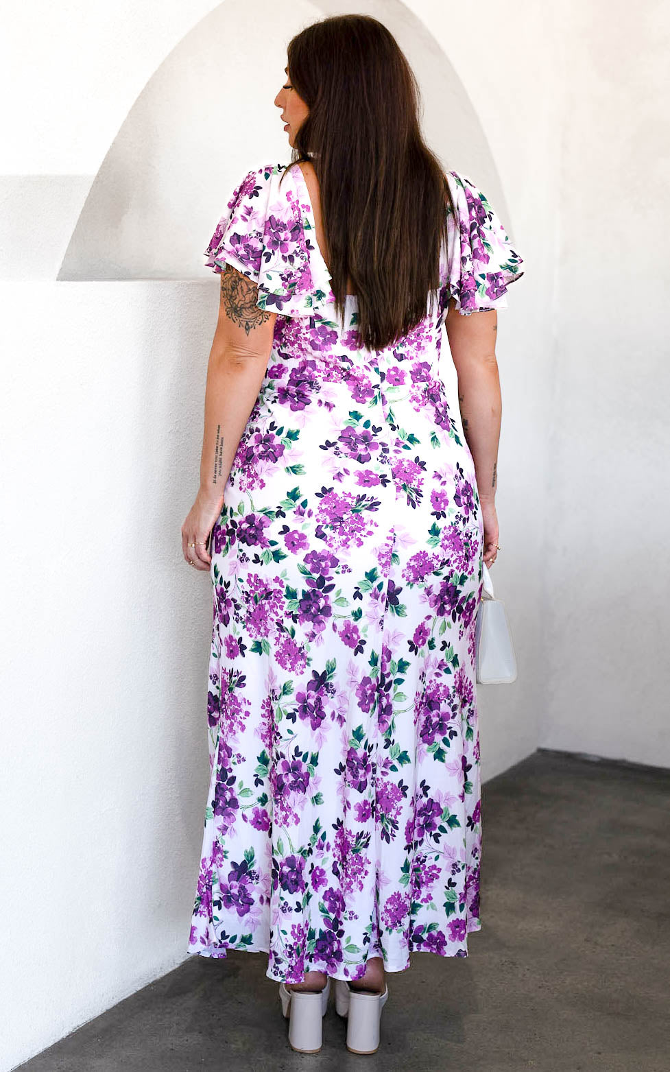 Brooklyn Maxi Dress - White Purple Floral