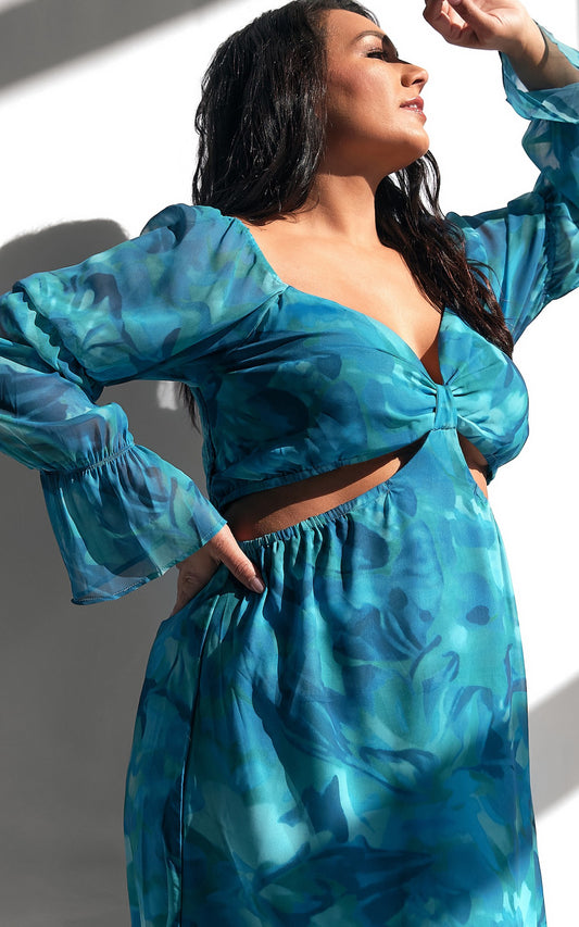 Burnett Maxi Dress - Blue Green Print