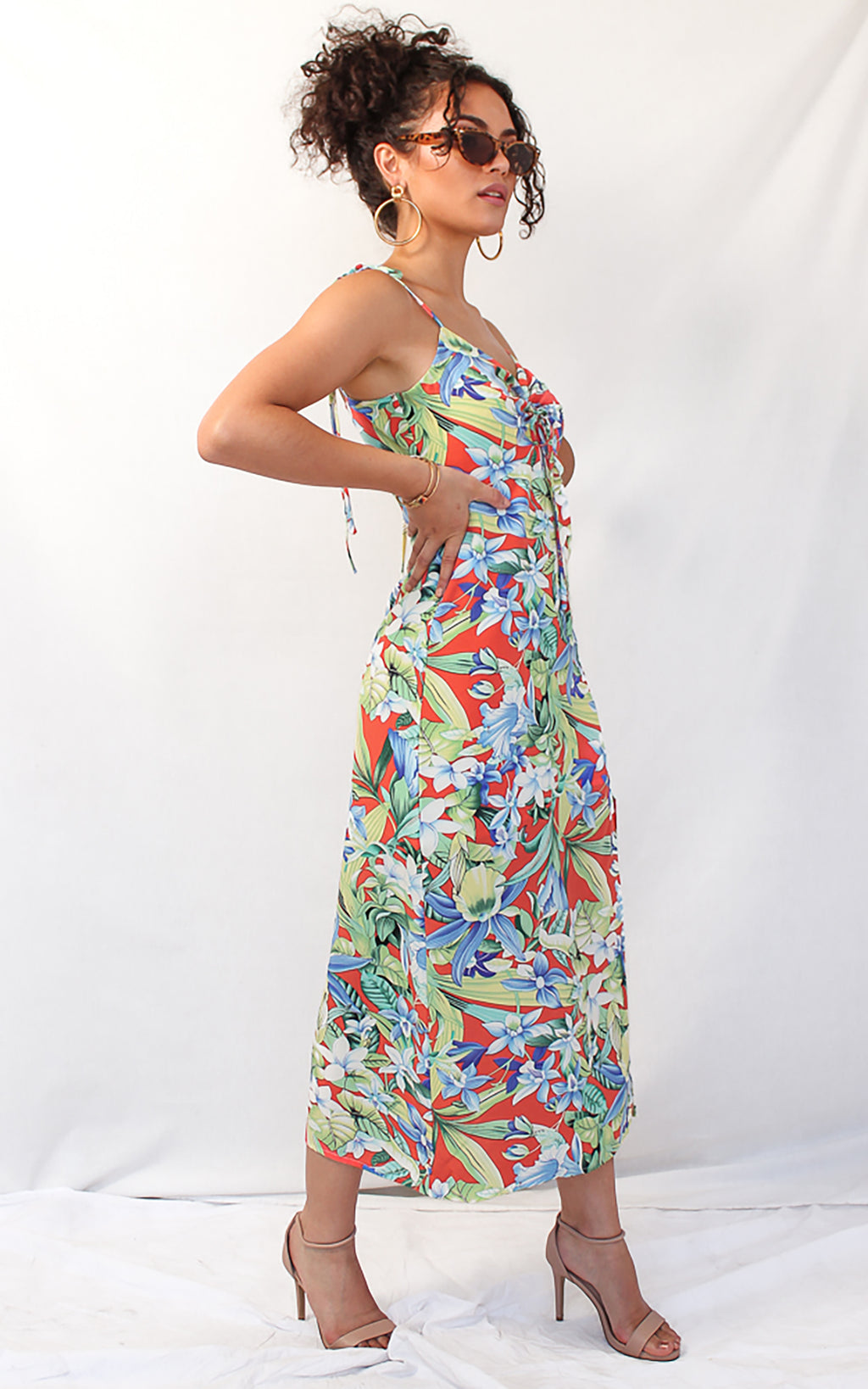 Byron Dress - Coral Tropical Floral