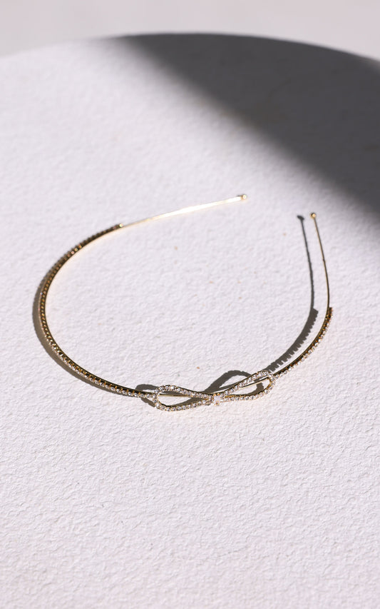 Bopeep Headband - Gold Bow Diamante