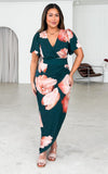 Brenda Maxi Dress - Emerald Peach Floral