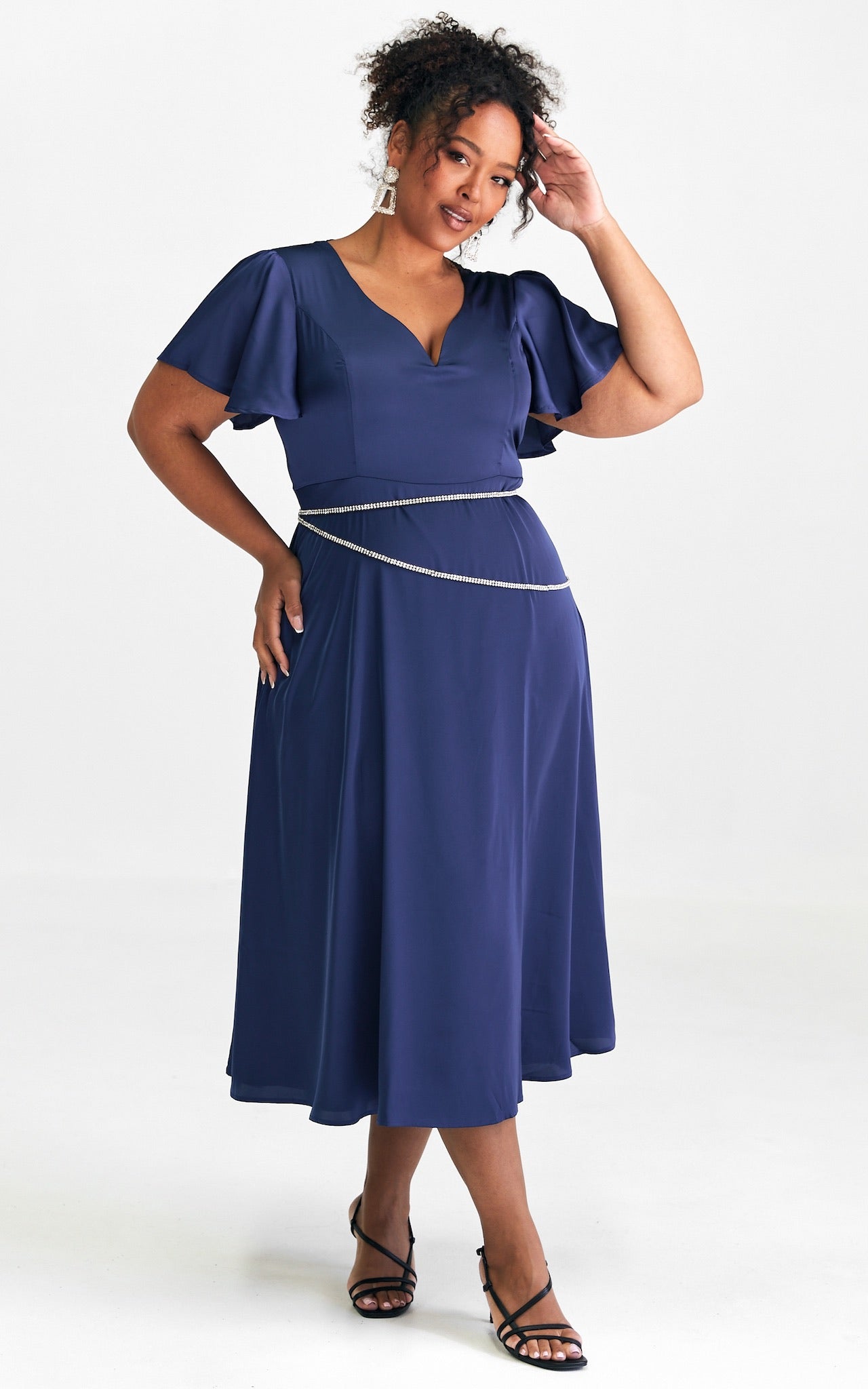 Cabernet Maxi Dress - Navy Blue Satin