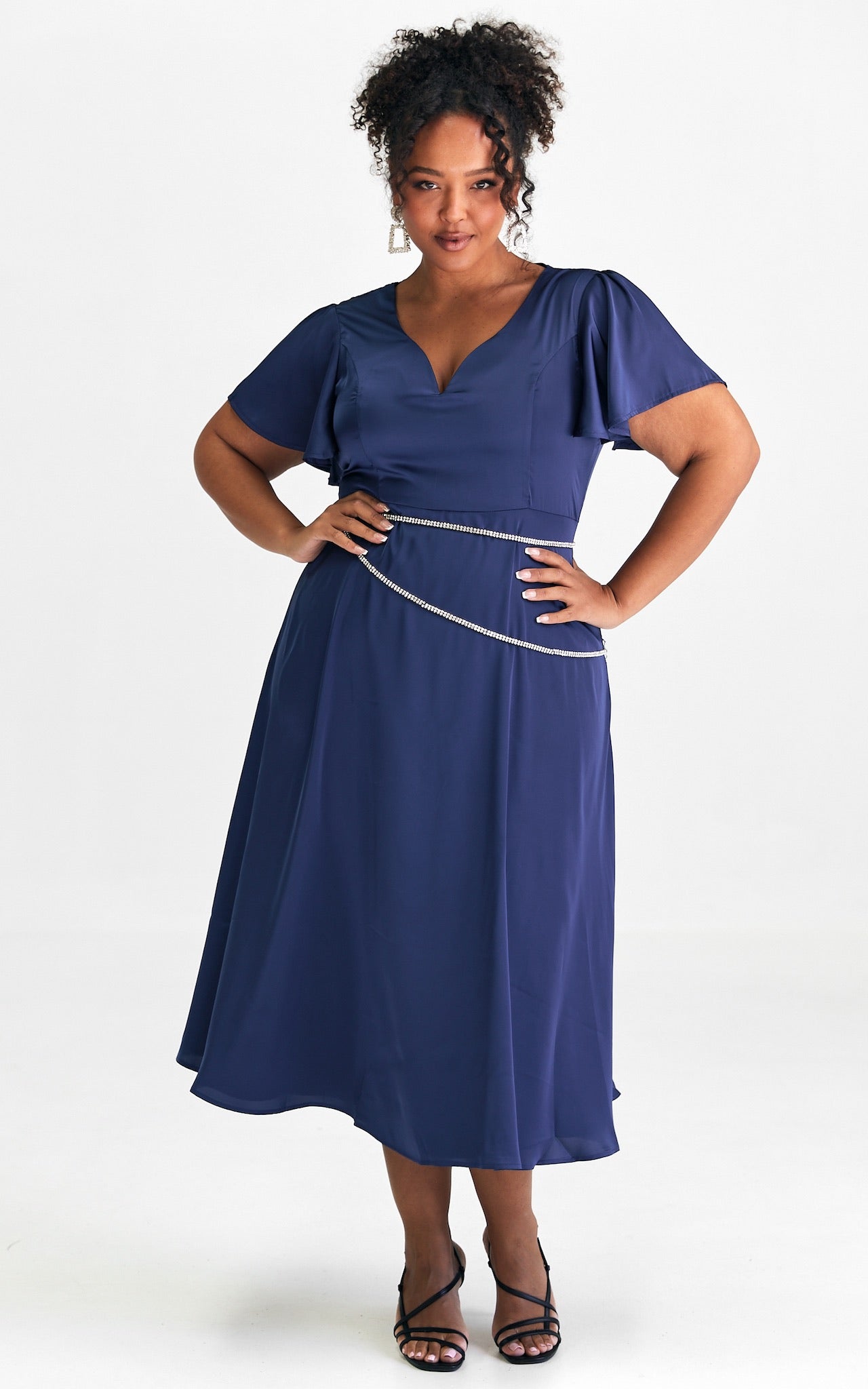 Cabernet Maxi Dress - Navy Blue Satin