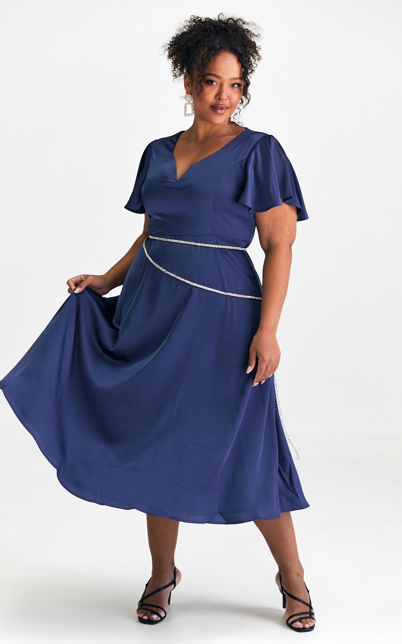 Cabernet Maxi Dress - Navy Blue Satin