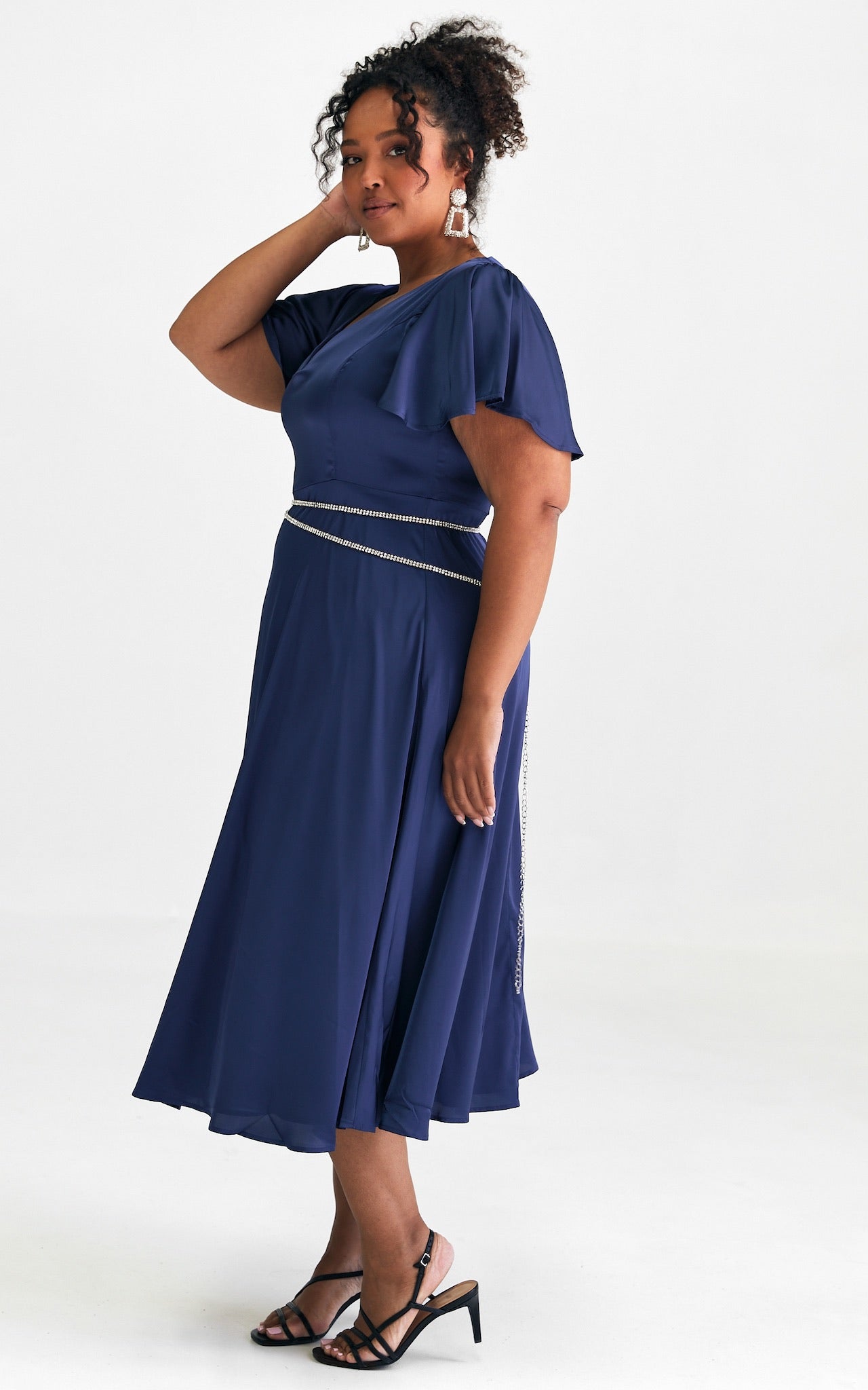 Cabernet Maxi Dress - Navy Blue Satin