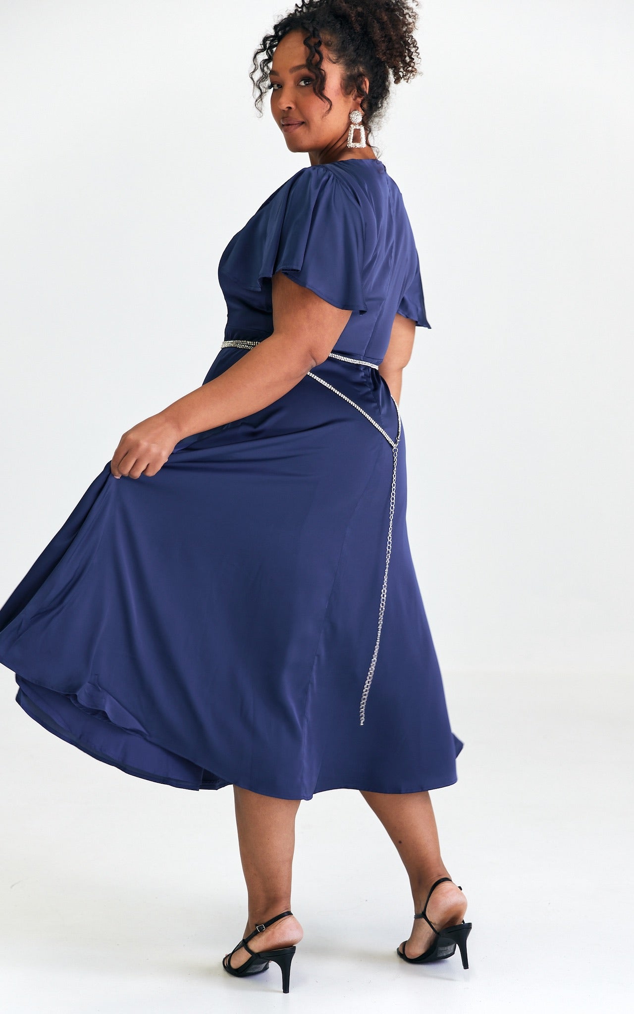 Cabernet Maxi Dress - Navy Blue Satin