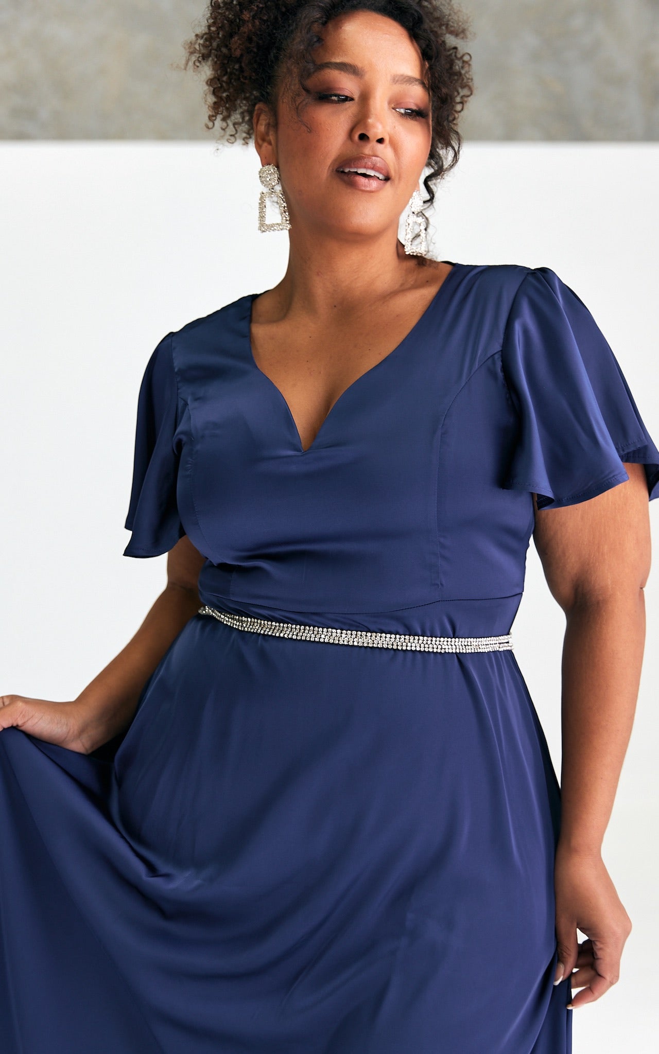 Cabernet Maxi Dress - Navy Blue Satin