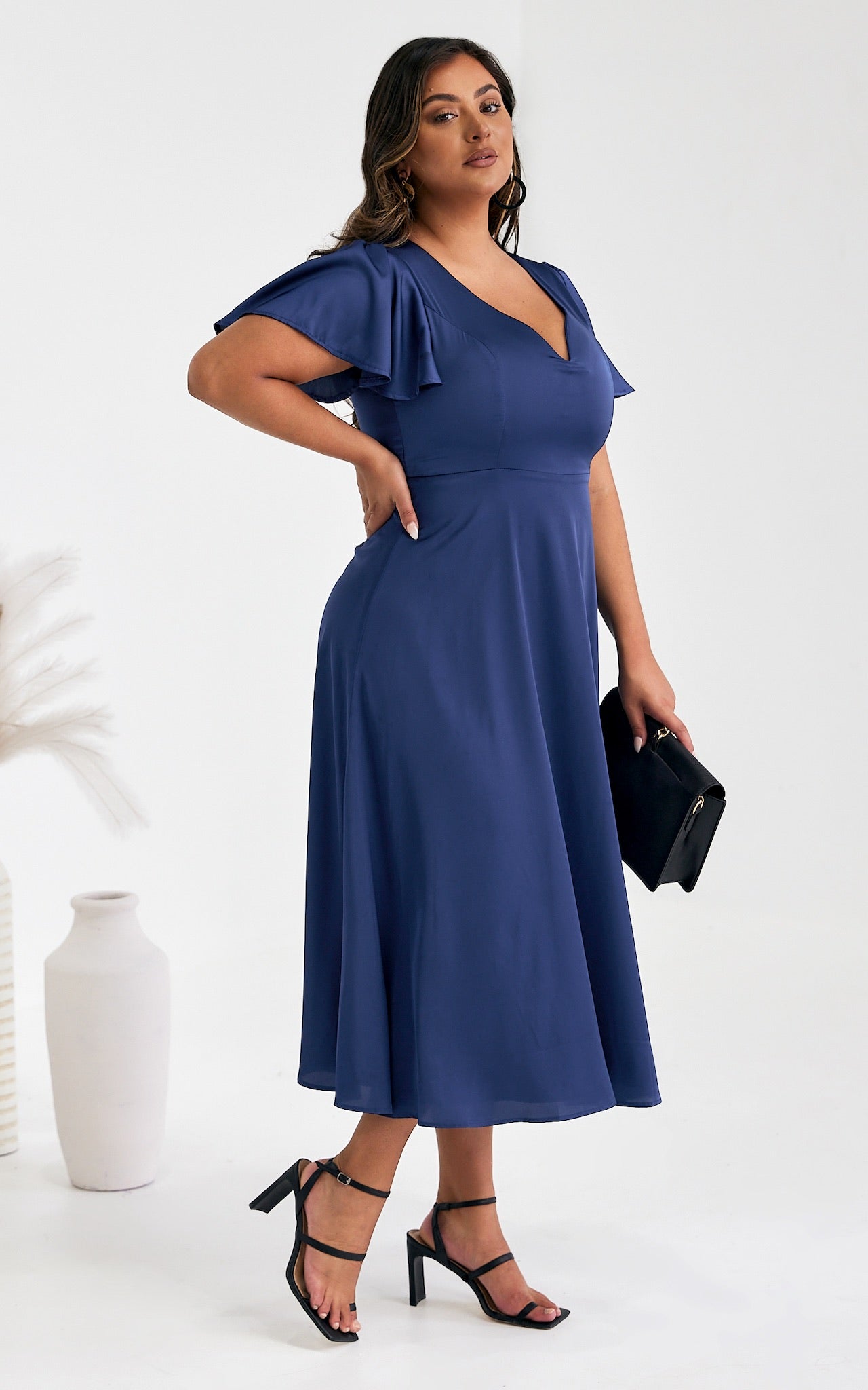 Cabernet Maxi Dress - Navy Blue Satin