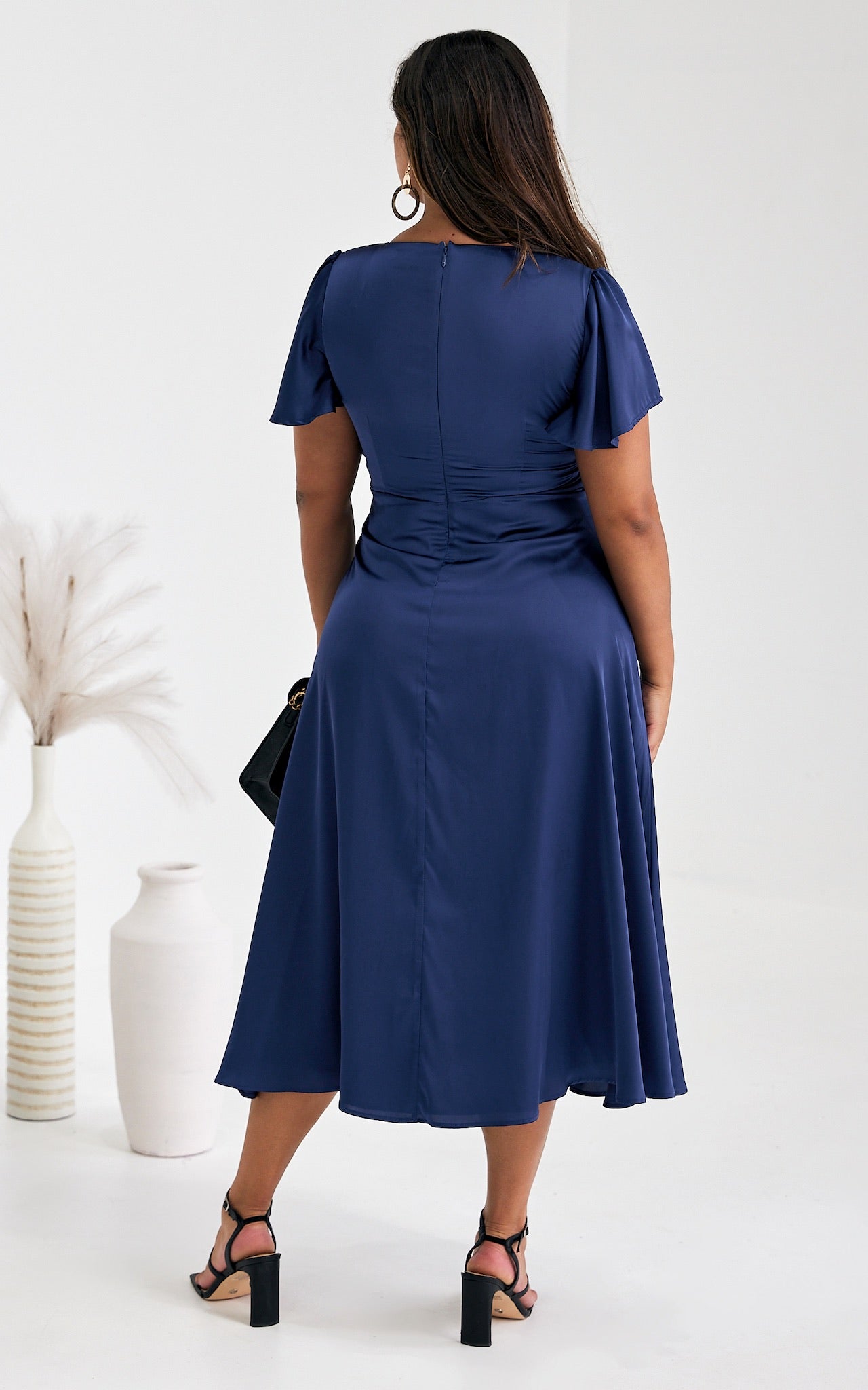 Cabernet Maxi Dress - Navy Blue Satin