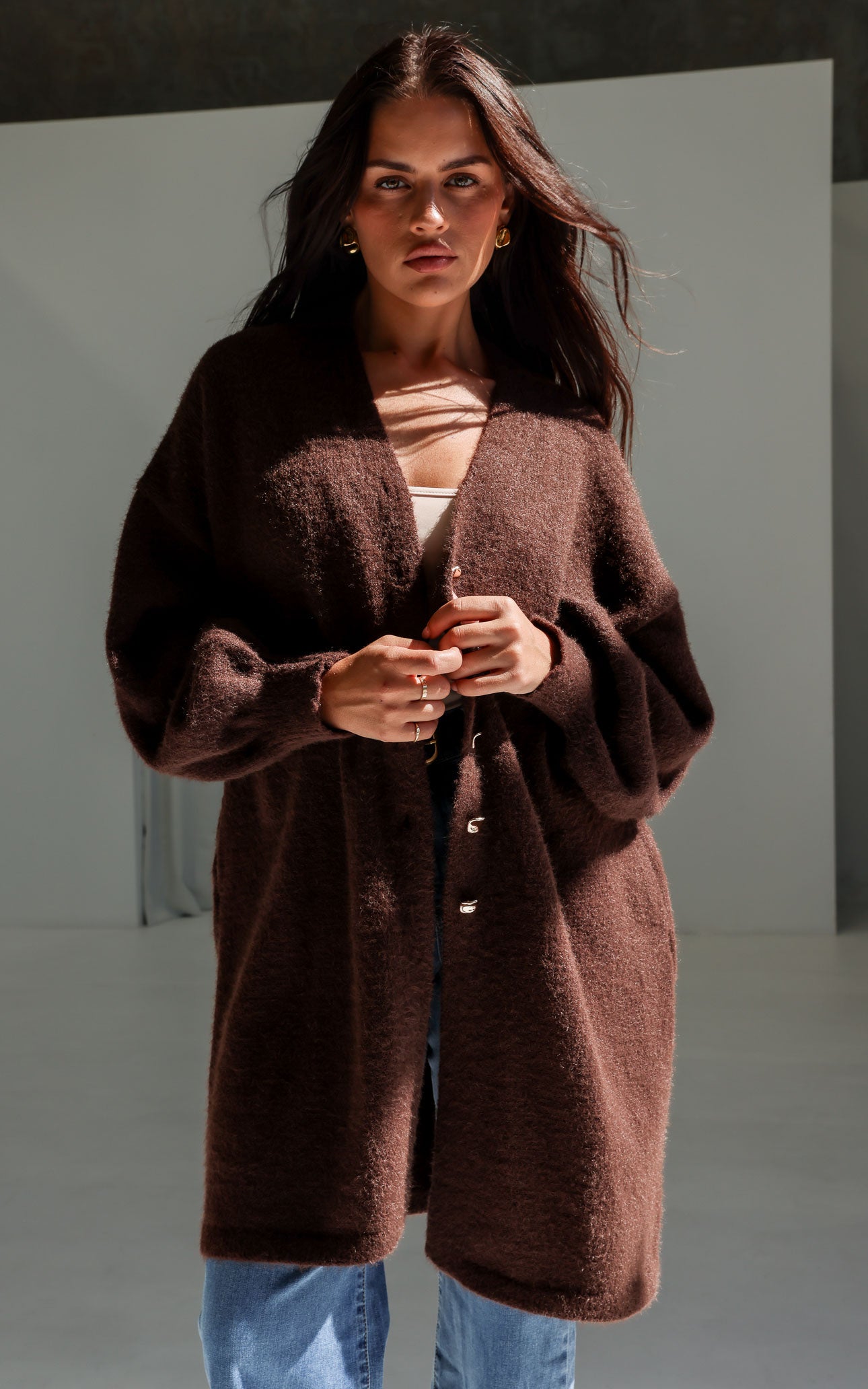 Cadence Knit Cardigan - Chocolate Brown