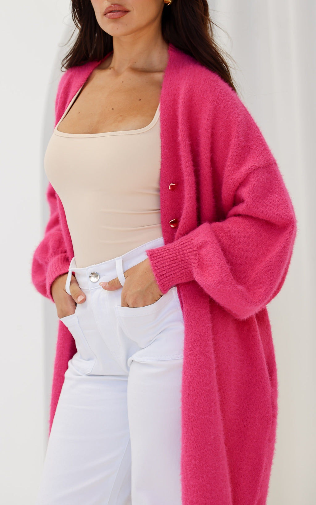 Cadence Knit Cardigan - Hot Pink