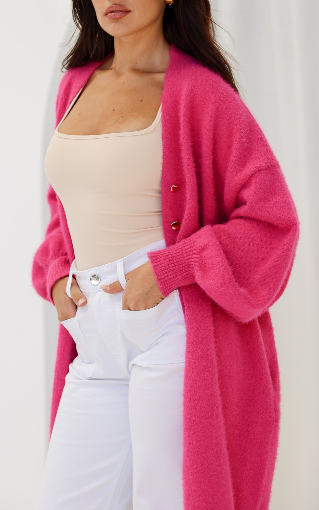 Cadence Knit Cardigan - Hot Pink