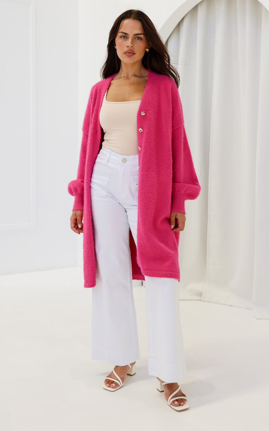 Cadence Knit Cardigan - Hot Pink