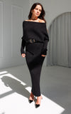 Calandra Two Piece Knit Set With Belt - Black
