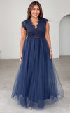 Caleigh Lace Tulle Maxi Dress - Navy
