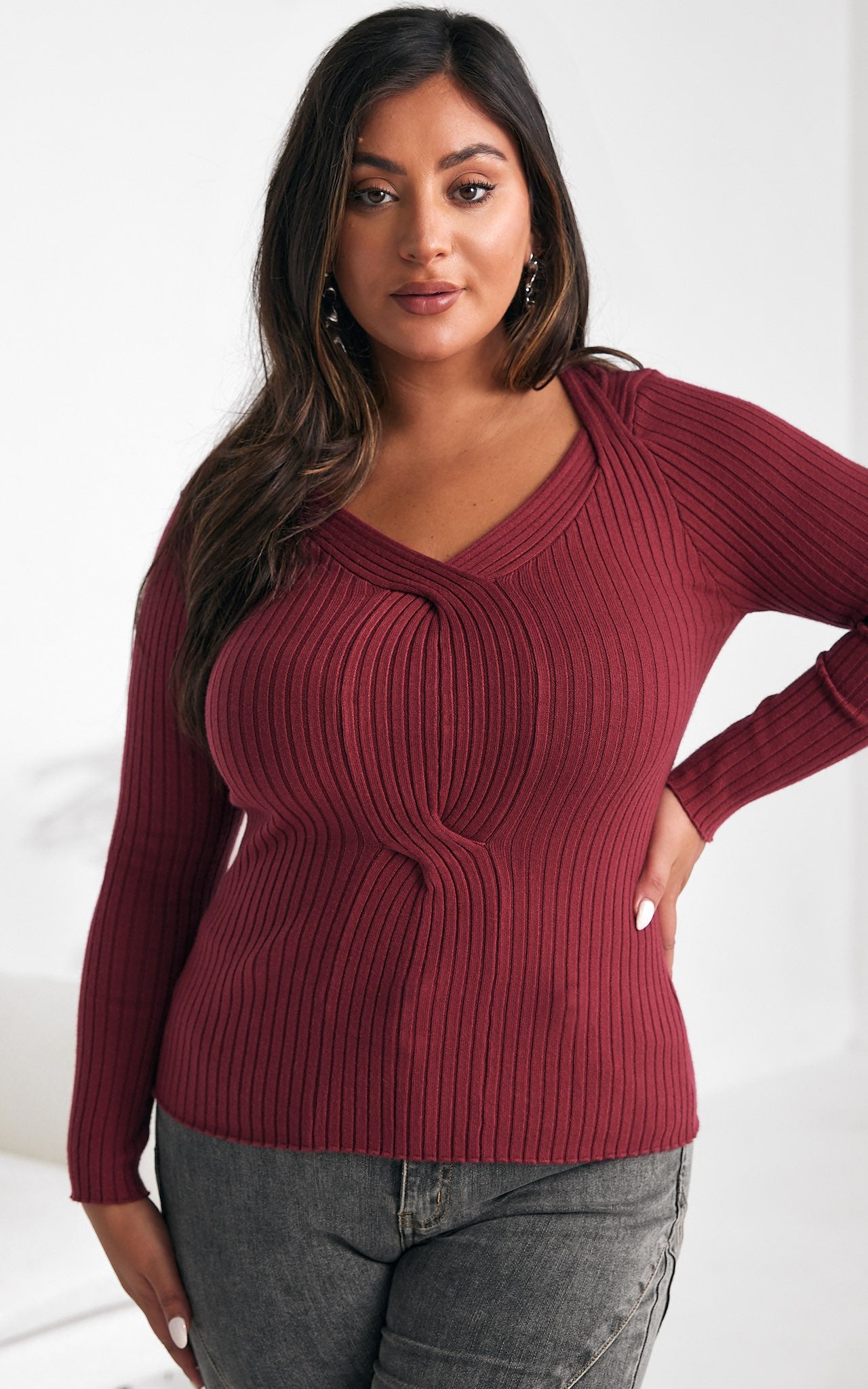 Caliha Knit Top - Plum Wine