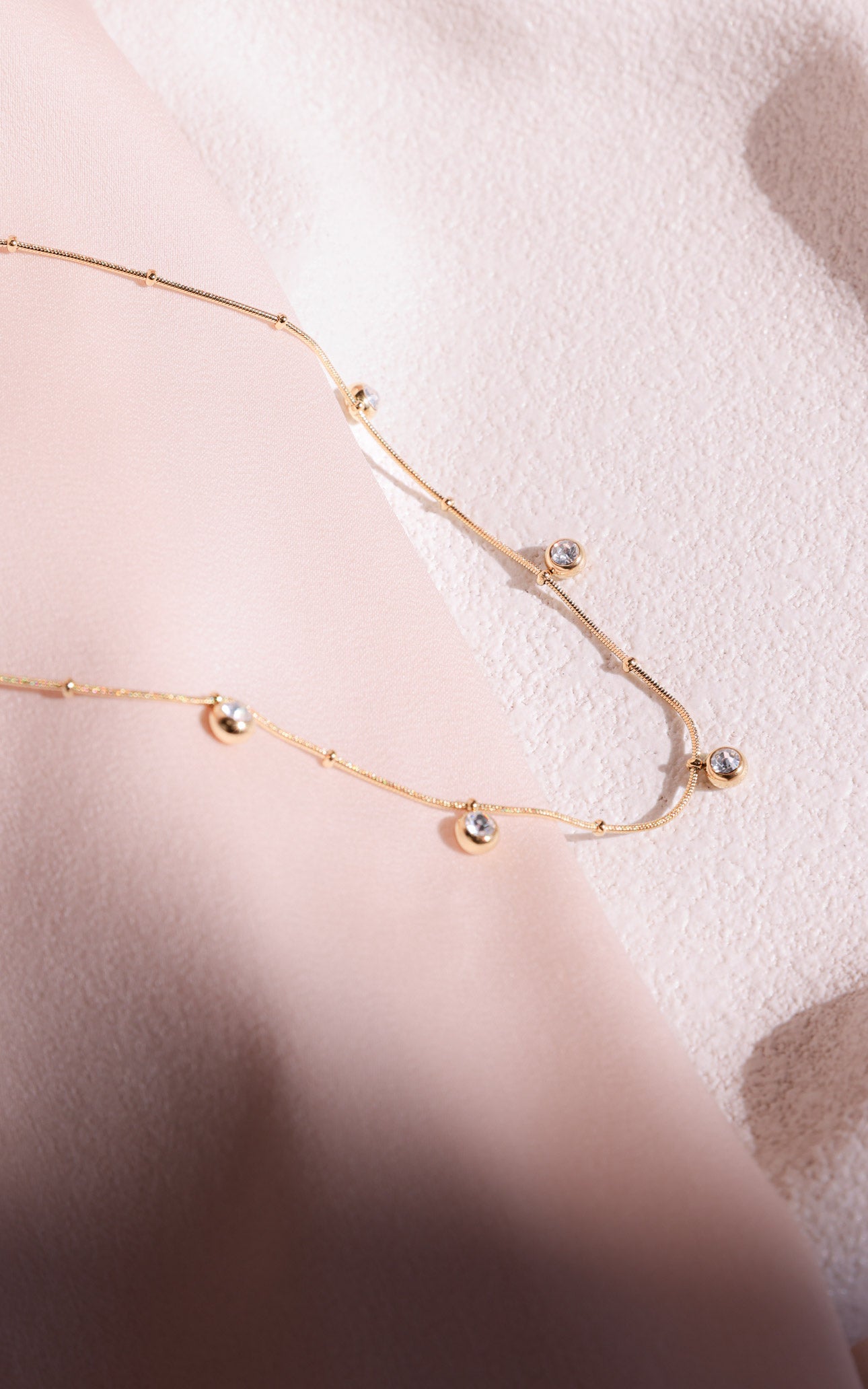 Caprina Necklace - Gold Round Diamante Drops