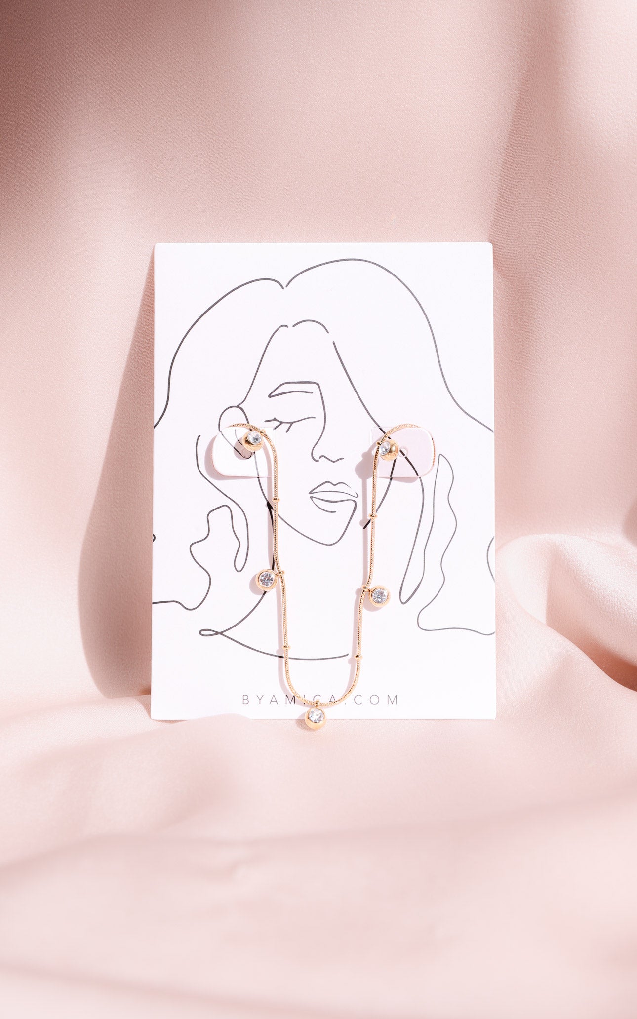 Caprina Necklace - Gold Round Diamante Drops