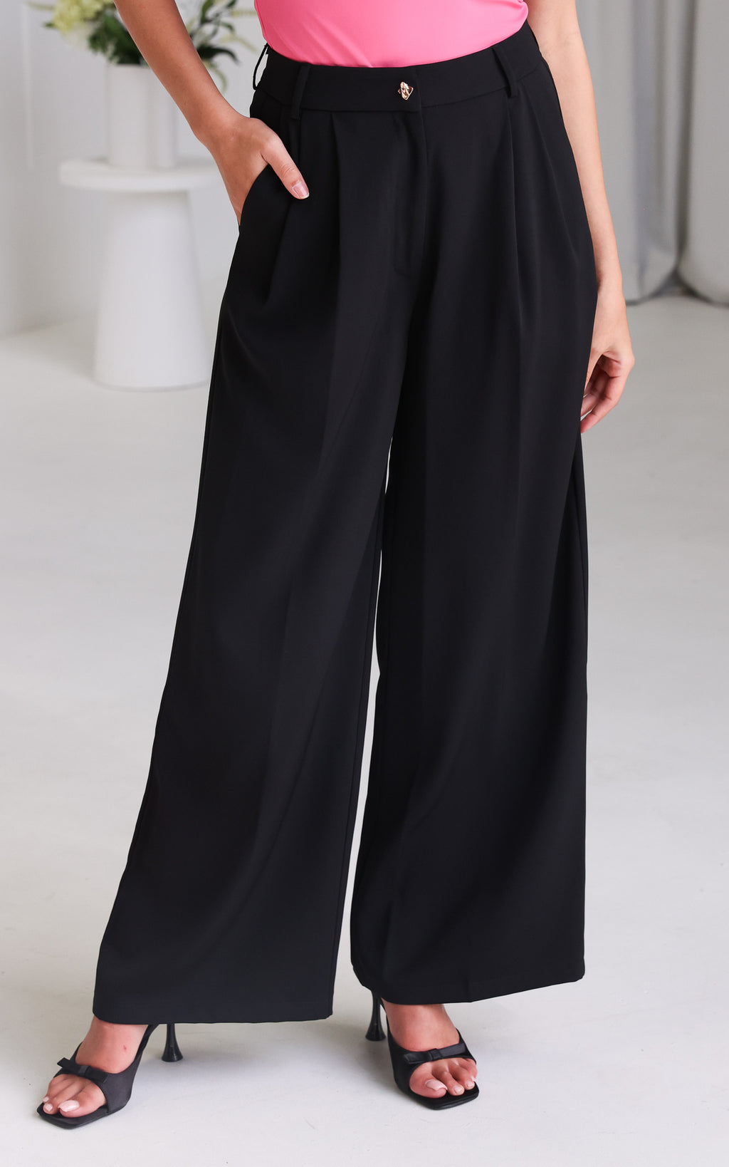 Carson Wide Leg Pants - Black
